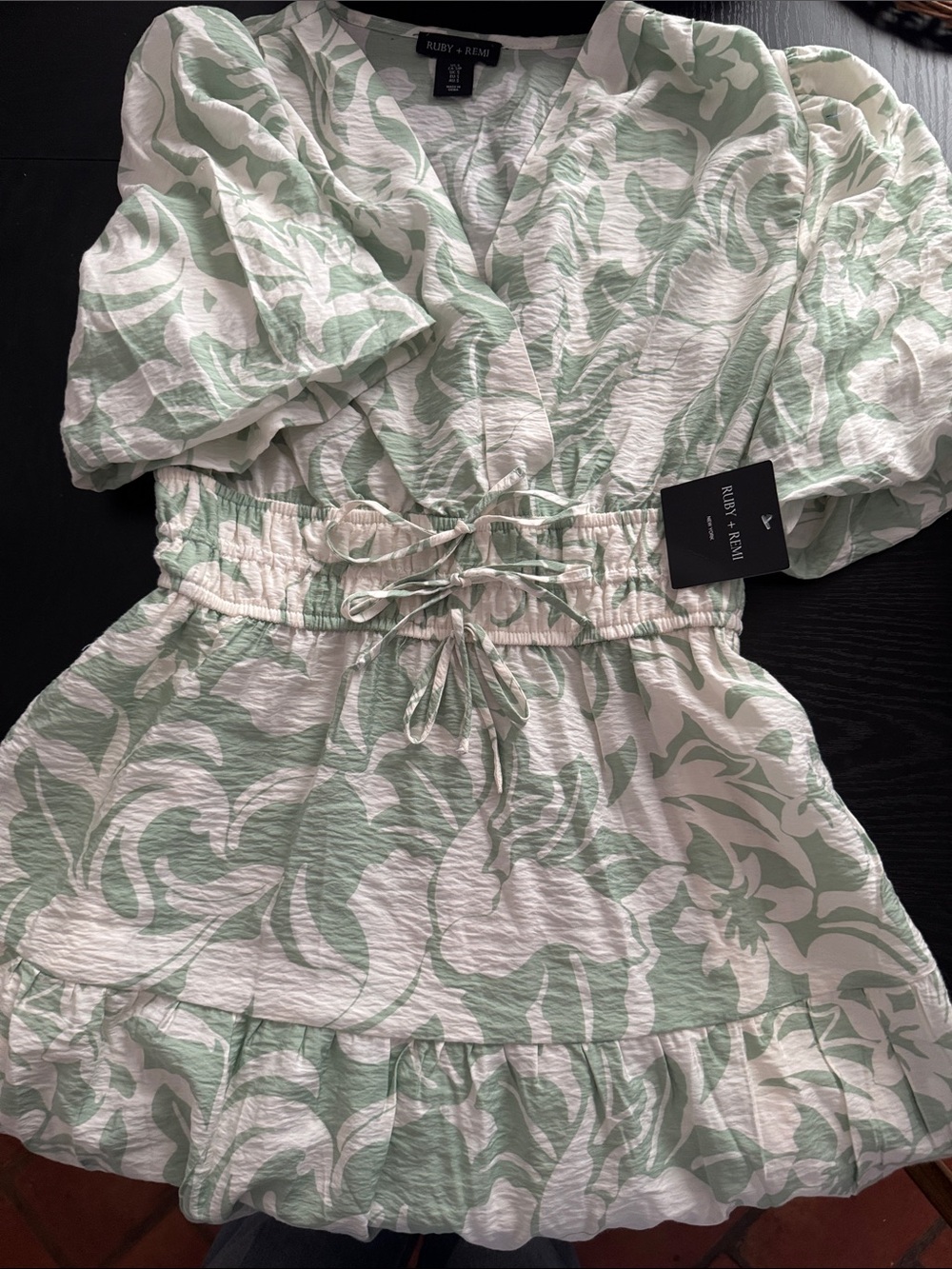 Ruby + Remi Mint Green and White Floral Dress
